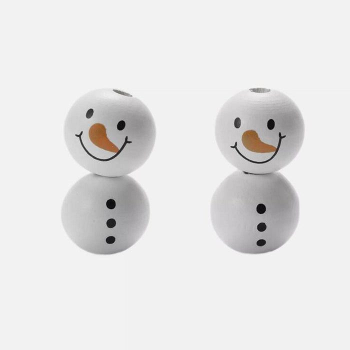 Crofta 10x Christmas Snowman Wooden Beads Snowman Beads Lightweight DIY Craft Beads