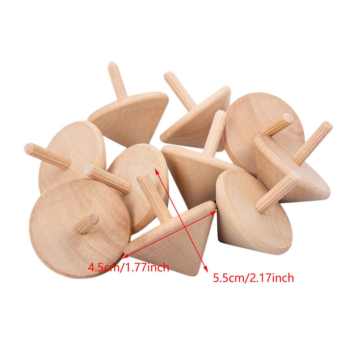 Crofta 10 Pieces Wood Rotation Tops Toys Art Supplies Birthday Gift Hand Gyroscopes