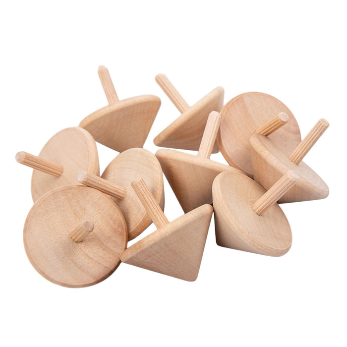 Crofta 10 Pieces Wood Rotation Tops Toys Art Supplies Birthday Gift Hand Gyroscopes