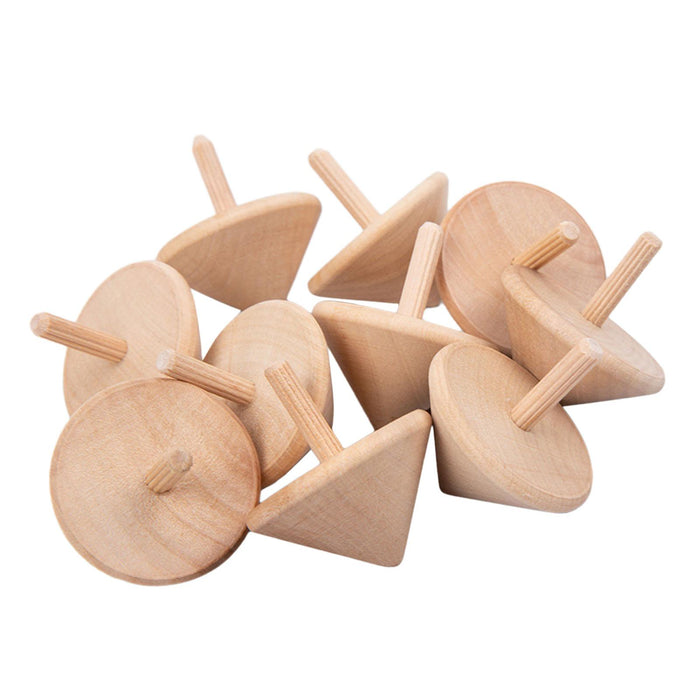 Crofta 10 Pieces Wood Rotation Tops Toys Art Supplies Birthday Gift Hand Gyroscopes