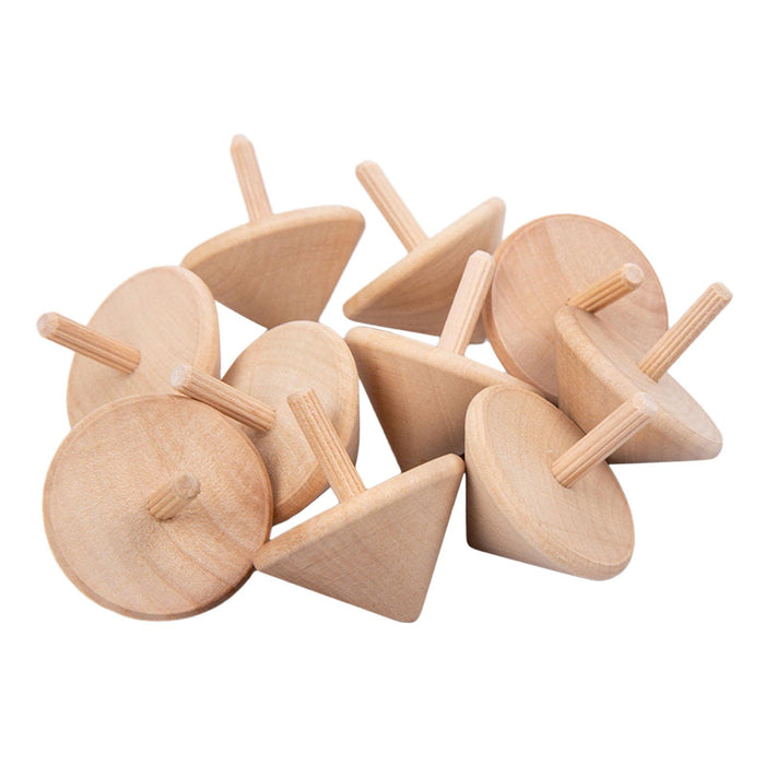 Crofta 10 Pieces Wood Rotation Tops Toys Art Supplies Birthday Gift Hand Gyroscopes