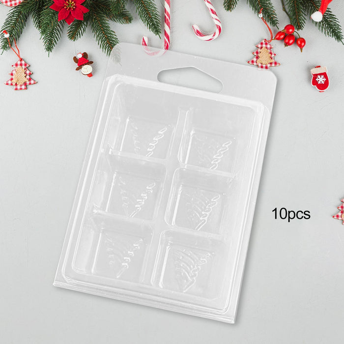 Crofta 10Pcs Christmas Tree Candle Melt Moulds Casting Model Clear Empty Cube Trays