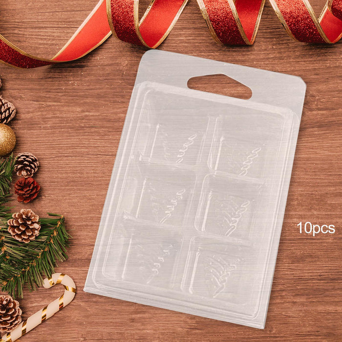 Crofta 10Pcs Christmas Tree Candle Melt Moulds Casting Model Clear Empty Cube Trays