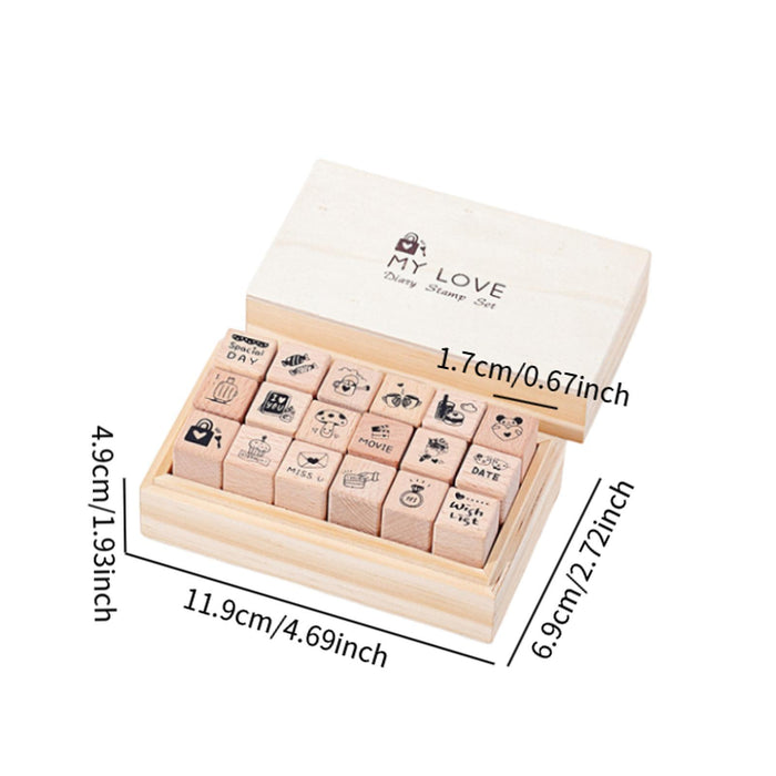 Crofta 18 Pieces Wood Stamps Diary Stamp Set for Photo Album Painting Diary Planner