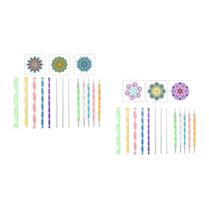 Crofta 16x Mandala Dotting Tool Home Decor with Reusable Stencils Dot Painting Tool A Set