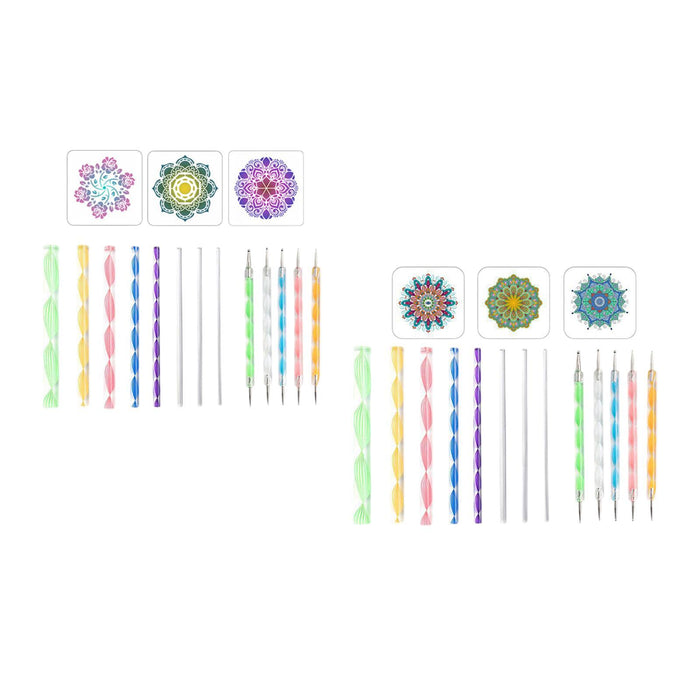 Crofta 16x Mandala Dotting Tool Home Decor with Reusable Stencils Dot Painting Tool A Set