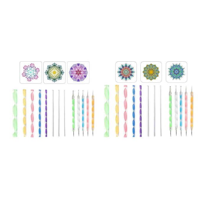 Crofta 16x Mandala Dotting Tool Home Decor with Reusable Stencils Dot Painting Tool A Set