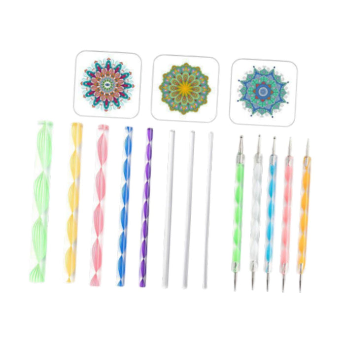 Crofta 16x Mandala Dotting Tool Home Decor with Reusable Stencils Dot Painting Tool A Set