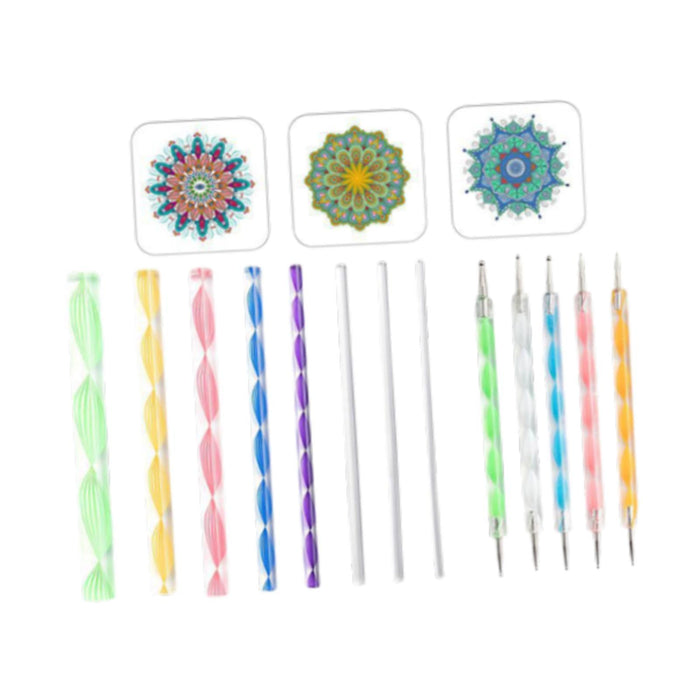 Crofta 16x Mandala Dotting Tool Home Decor with Reusable Stencils Dot Painting Tool A Set