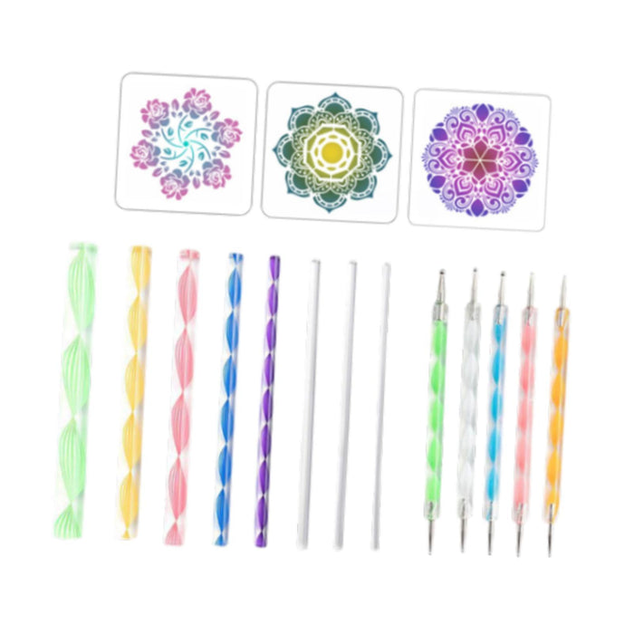 Crofta 16x Mandala Dotting Tool Home Decor with Reusable Stencils Dot Painting Tool B Set