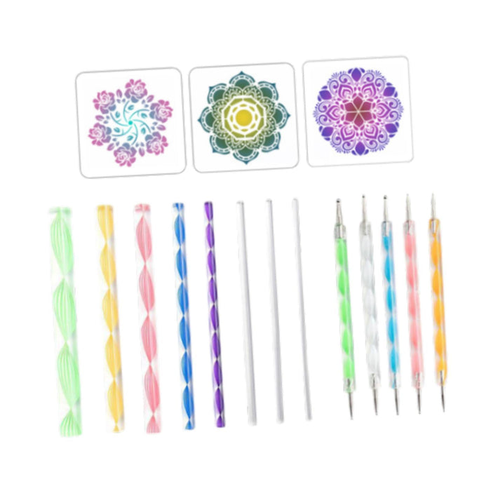 Crofta 16x Mandala Dotting Tool Home Decor with Reusable Stencils Dot Painting Tool B Set