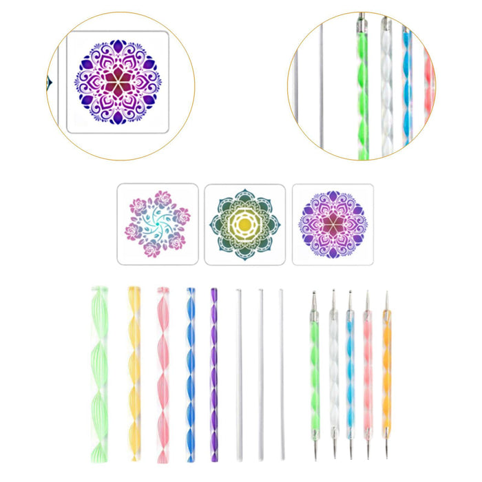 Crofta 16x Mandala Dotting Tool Home Decor with Reusable Stencils Dot Painting Tool B Set