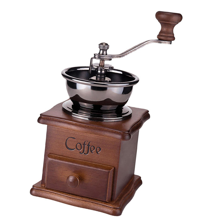 Crofta Espresso Coffee Bean Spice Vintage Wooden Hand Grinder with Cleaning Brush