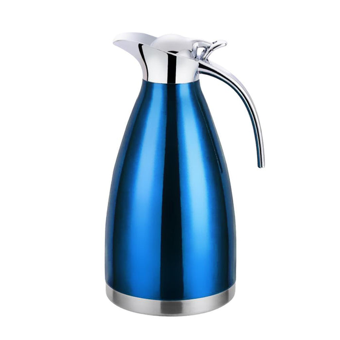 Crofta Coffee Pot Stainless Steel Double Wall Vacuum Insulated 2L Large Capacity Tea/Water Pitcher with Coffee Tamper Blue