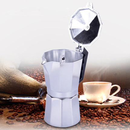 Crofta 2 Pieces Homemade Moka Pot Aluminum Coffee Maker Coffee Cup Handmade 3 Cups&6 Cups