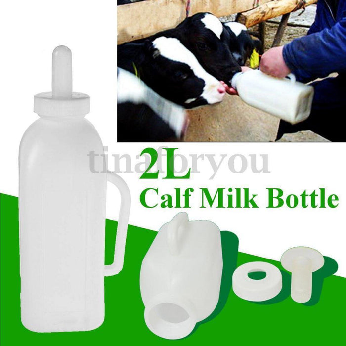 Crofta 2 Pieces 2L Calf Milk Bottle Hand Rearing Teat Weaning Feeder Milking Farm