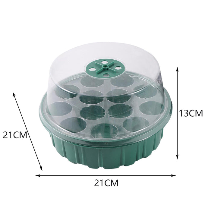 Crofta 13 Holes Plant Starting Tray Set with Vents 8x5inch Starter Tray for Flowers Green