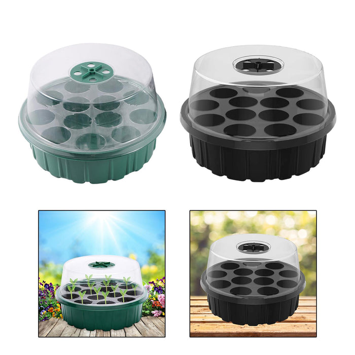 Crofta 13 Holes Plant Starting Tray Set with Vents 8x5inch Starter Tray for Flowers Green