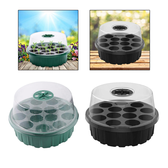 Crofta 13 Holes Plant Starting Tray Set with Vents 8x5inch Starter Tray for Flowers Green