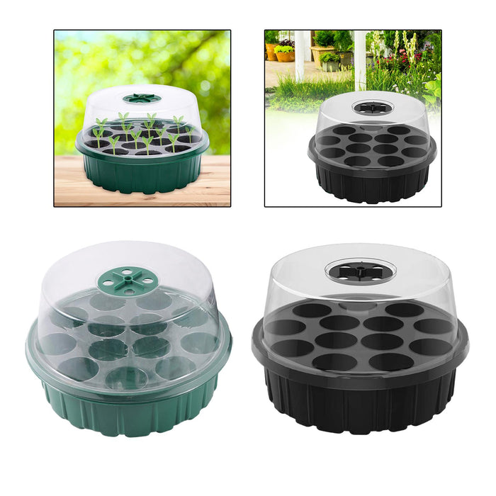 Crofta 13 Holes Plant Starting Tray Set with Vents 8x5inch Starter Tray for Flowers Green