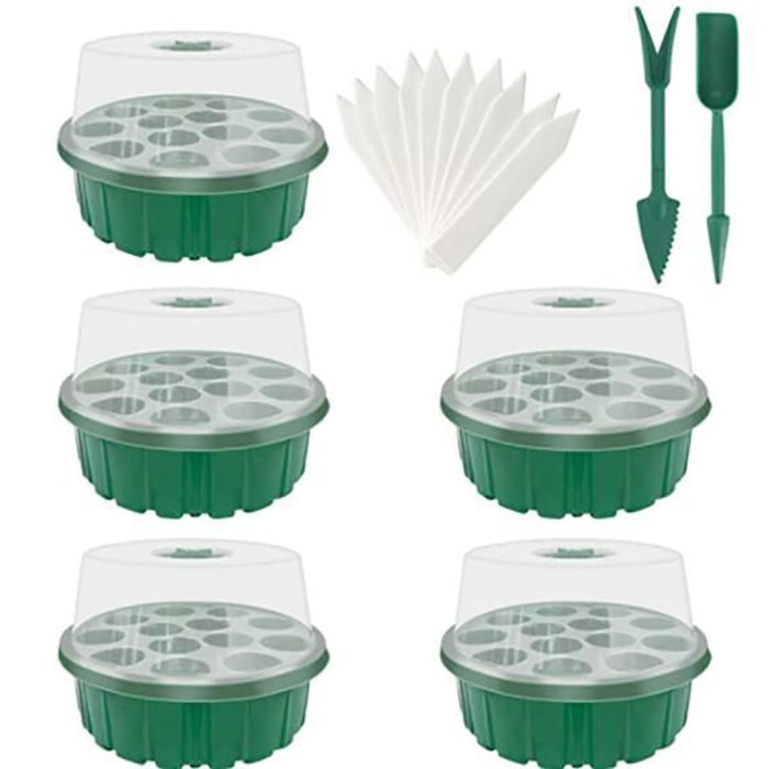 Crofta 13 Holes Plant Starting Tray Set with Vents 8x5inch Starter Tray for Flowers Green