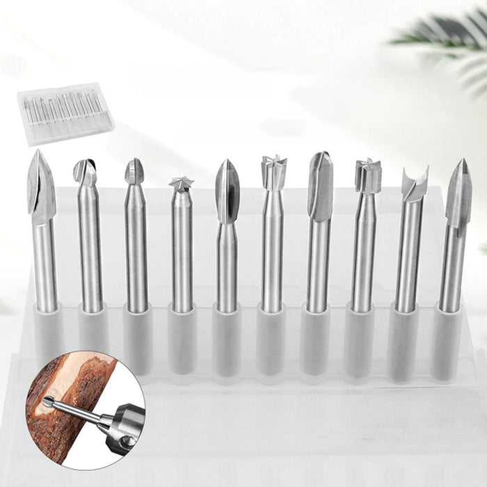 Crofta 10 Pieces Wood Carving Bit for Rotary Tools Versatile Model Making Engraving