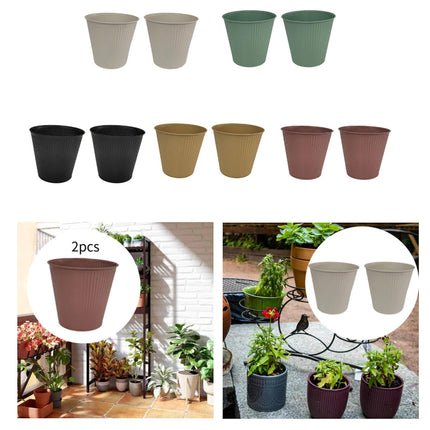 Crofta 2 Pieces Flower Buckets Sculpture Gift Flower Pots for Garden Desktop Office White