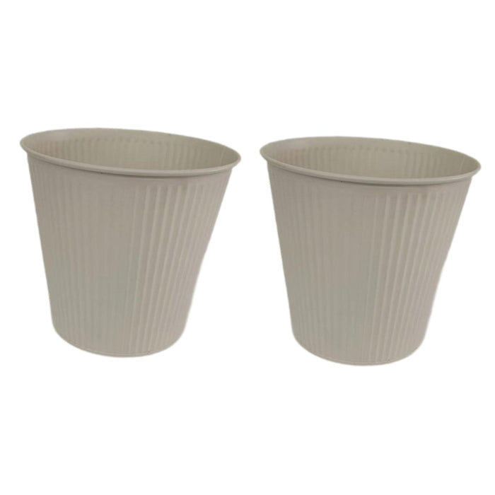 Crofta 2 Pieces Flower Buckets Sculpture Gift Flower Pots for Garden Desktop Office White