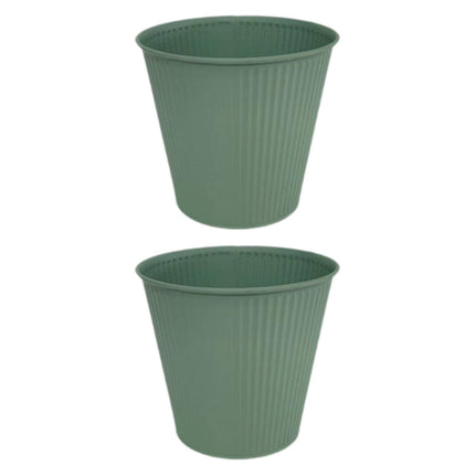 Crofta 2 Pieces Flower Buckets Sculpture Gift Flower Pots for Garden Desktop Office Green