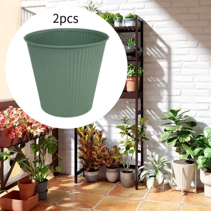 Crofta 2 Pieces Flower Buckets Sculpture Gift Flower Pots for Garden Desktop Office Green