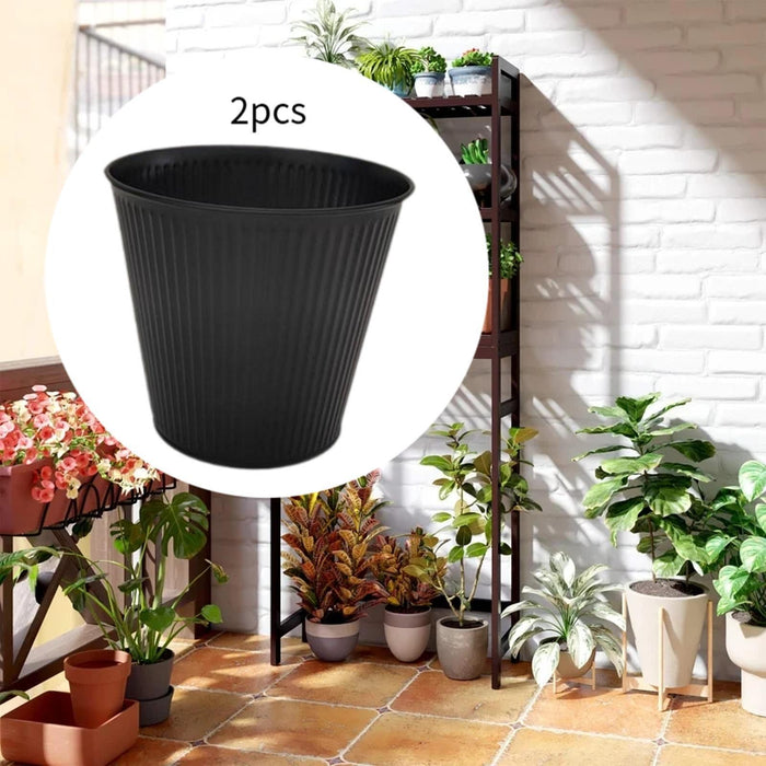 Crofta 2 Pieces Flower Buckets Sculpture Gift Flower Pots for Garden Desktop Office Black