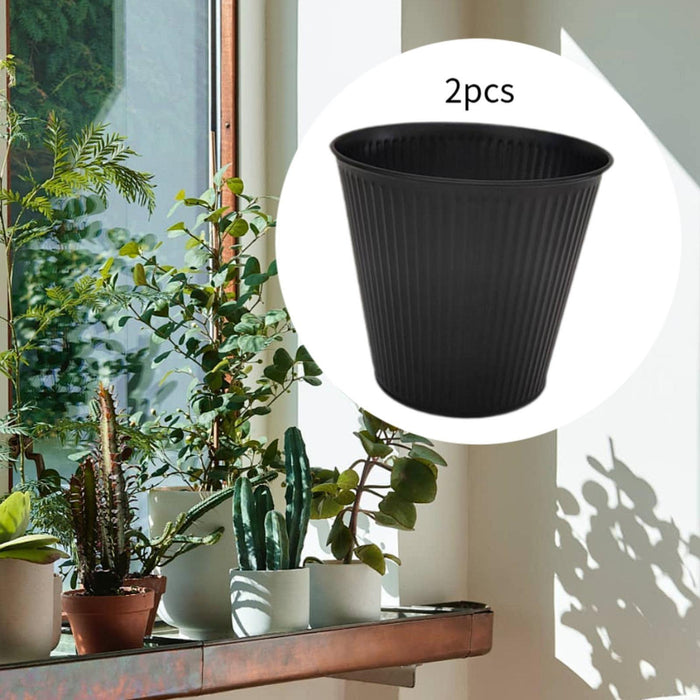 Crofta 2 Pieces Flower Buckets Sculpture Gift Flower Pots for Garden Desktop Office Black