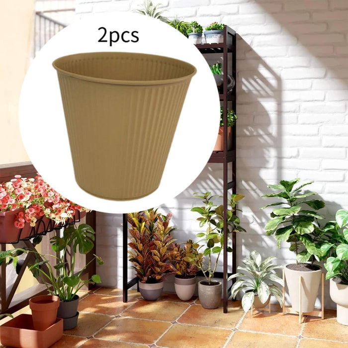 Crofta 2 Pieces Flower Buckets Sculpture Gift Flower Pots for Garden Desktop Office Yellow