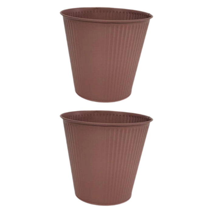 Crofta 2 Pieces Flower Buckets Sculpture Gift Flower Pots for Garden Desktop Office Brown