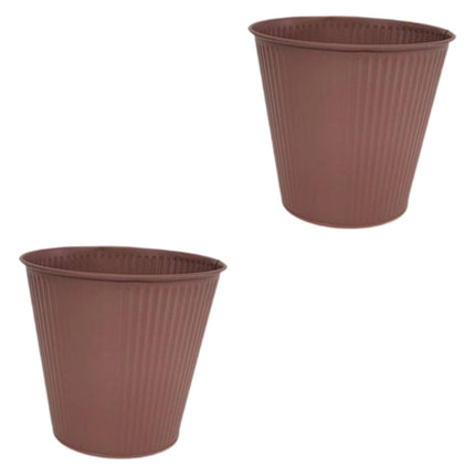 Crofta 2 Pieces Flower Buckets Sculpture Gift Flower Pots for Garden Desktop Office Brown