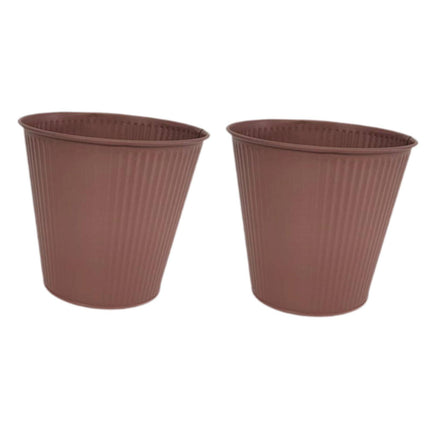 Crofta 2 Pieces Flower Buckets Sculpture Gift Flower Pots for Garden Desktop Office Brown