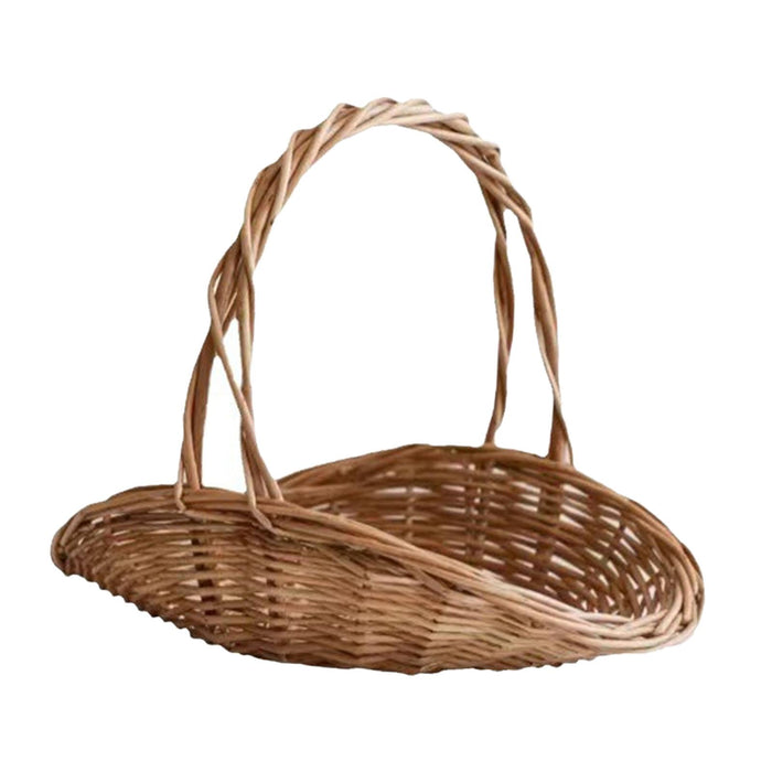 Crofta Woven Basket Fruit Basket Portable Pastoral Basket for Park Countryside Trip 30cmx24cmx25cm