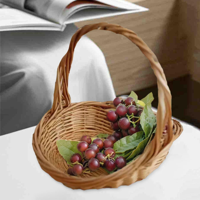 Crofta Woven Basket Fruit Basket Portable Pastoral Basket for Park Countryside Trip 30cmx24cmx25cm