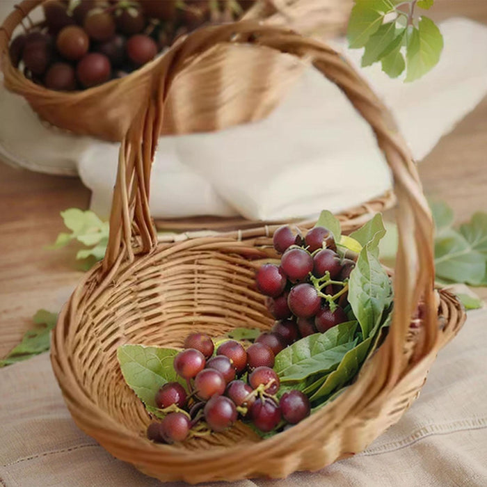 Crofta Woven Basket Fruit Basket Portable Pastoral Basket for Park Countryside Trip 30cmx24cmx25cm