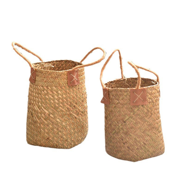 Crofta Woven Plant Basket Organizer Rustic Planter Basket for Office Bedroom Picnic Diameter 16cm