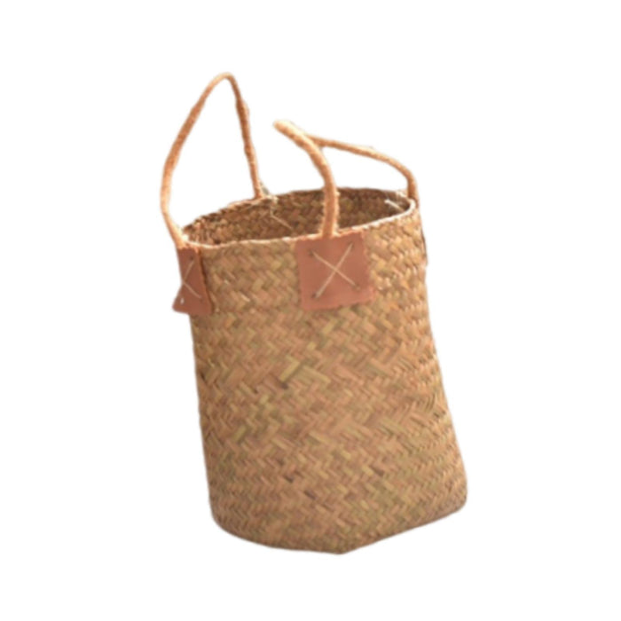 Crofta Woven Plant Basket Organizer Rustic Planter Basket for Office Bedroom Picnic Diameter 16cm