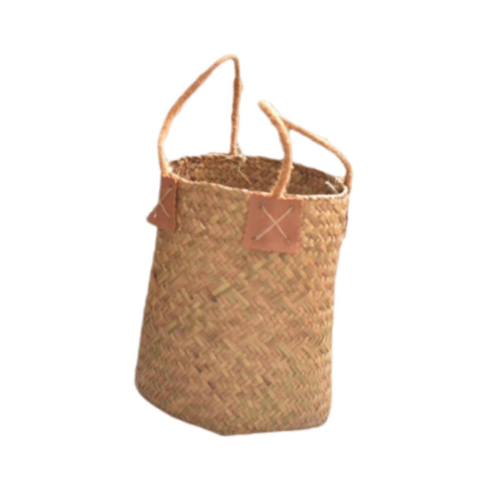 Crofta Woven Plant Basket Organizer Rustic Planter Basket for Office Bedroom Picnic Diameter 16cm