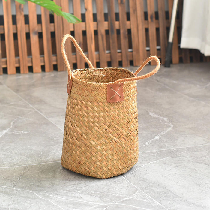 Crofta Woven Plant Basket Organizer Rustic Planter Basket for Office Bedroom Picnic Diameter 16cm