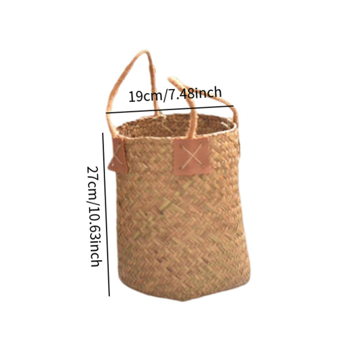 Crofta Woven Plant Basket Organizer Rustic Planter Basket for Office Bedroom Picnic Diameter 19cm