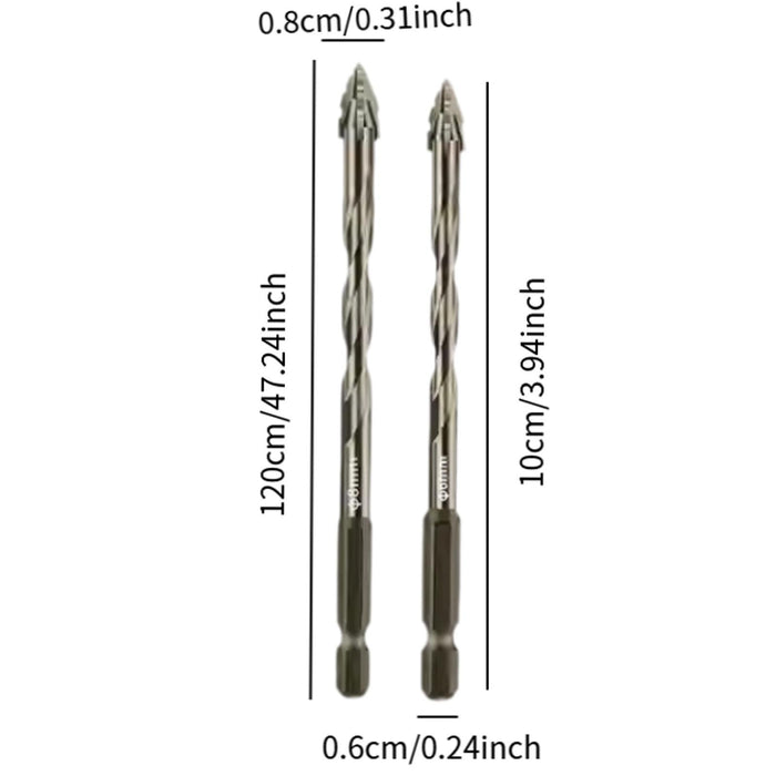 Crofta 2Pcs Four Flute Sawtooth Eccentric Drill Bits Sturdy for Brick Ceramic Glass