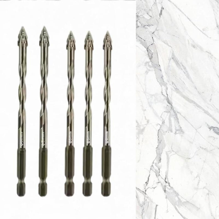 Crofta 5Pcs Four Flute Sawtooth Eccentric Drill Bits Sturdy for Glass Metal Ceramic