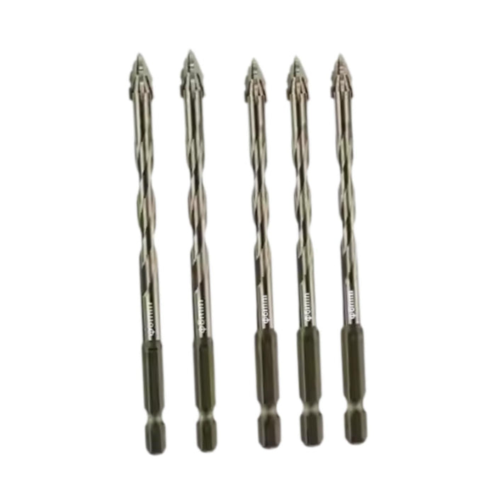 Crofta 5Pcs Four Flute Sawtooth Eccentric Drill Bits Sturdy for Glass Metal Ceramic