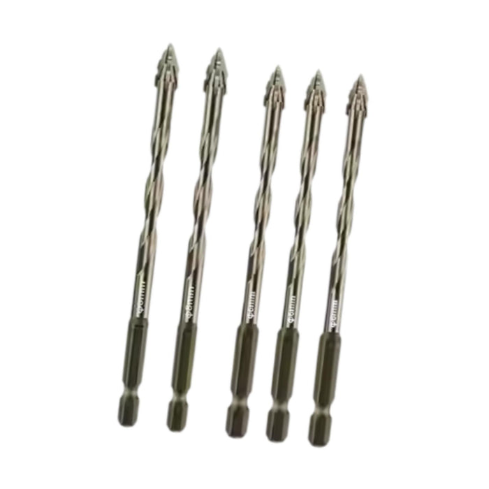 Crofta 5Pcs Four Flute Sawtooth Eccentric Drill Bits Sturdy for Glass Metal Ceramic