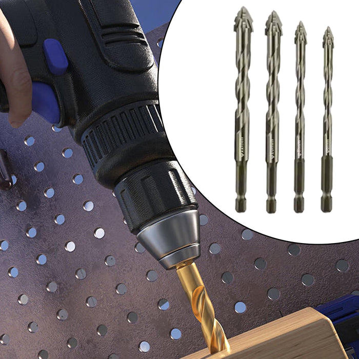 Crofta 4Pcs Four Flute Sawtooth Eccentric Drill Bits Sturdy for Tile Metal Concrete