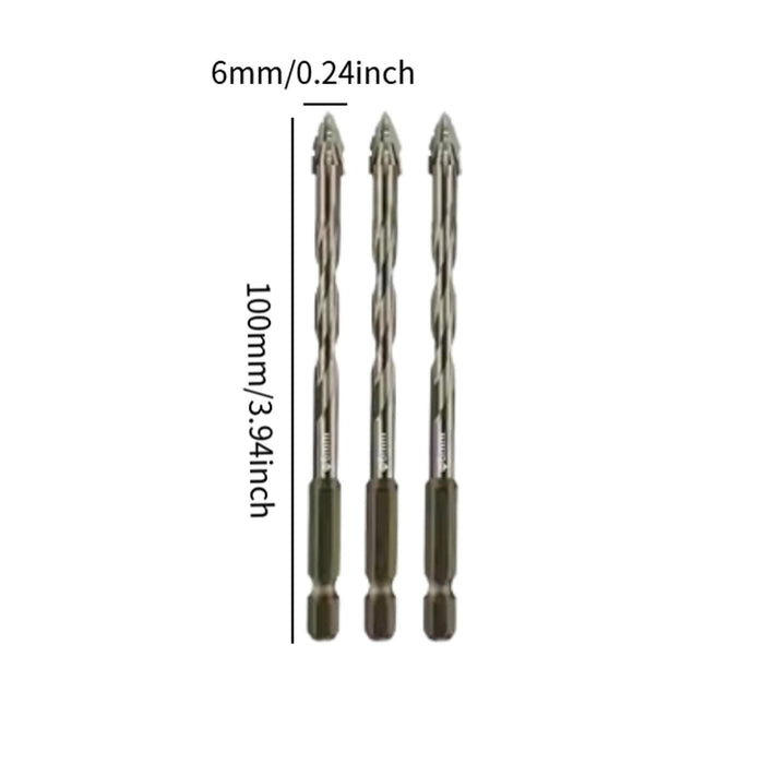 Crofta 3x Four Flute Sawtooth Eccentric Drill Bits Skewed Head Eccentric Drill Bits 6mm